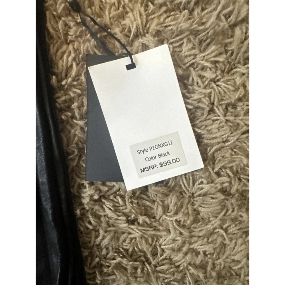 DKNY Black Faux Leather Pleated Skirt Women's Size XL NEW With Tags MSRP $99 - Picture 3 of 6